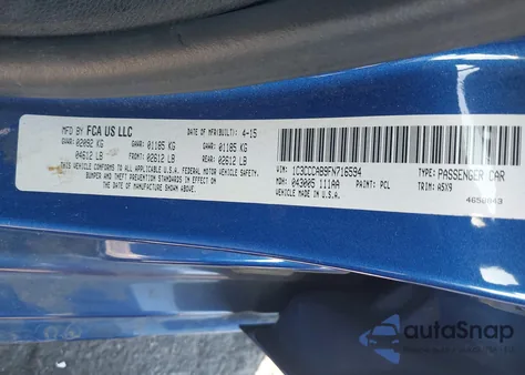 2015 Chrysler 200 Limited z USA, uszkodzony, nr VIN 1C3CCCAB9FN716594